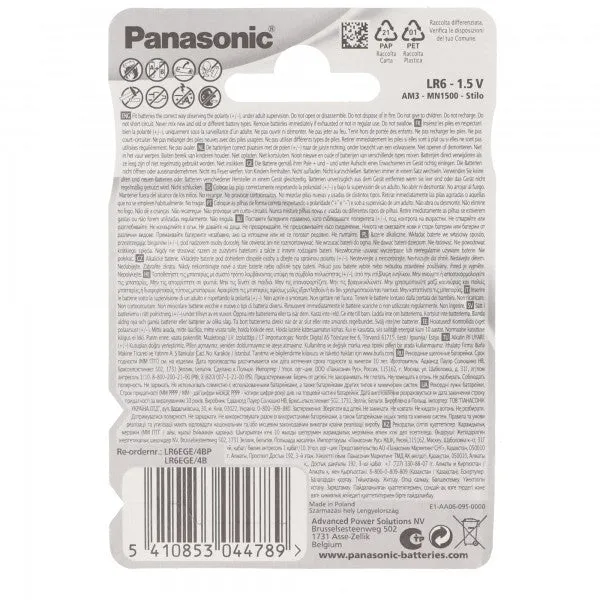 4er Blister Panasonic EVOLTA Batterie die neue Alkaline Batterien Mignon/AA