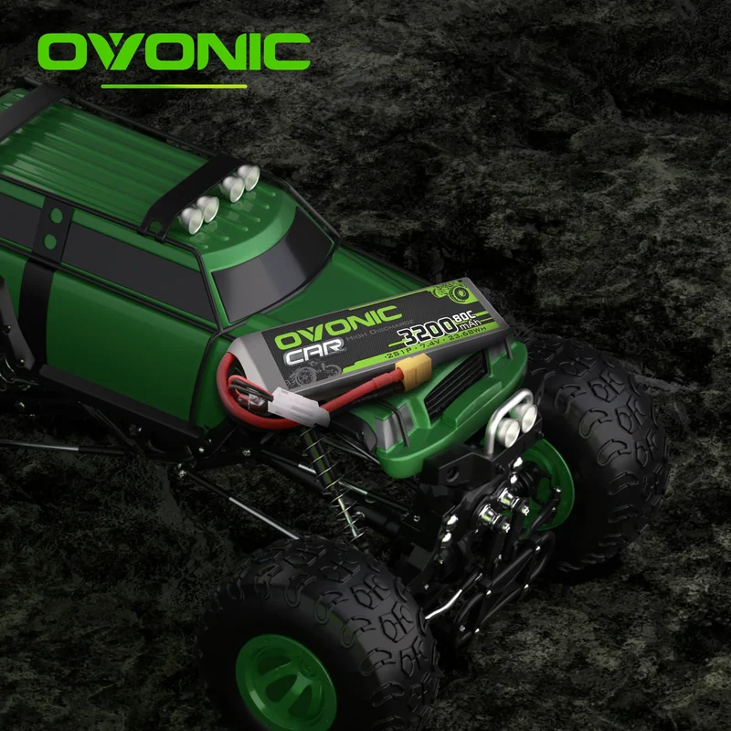 OVONIC Car 2S 3200mAh 80C 7,4V LiPo-Akku mit XT60 + TRA-Stecker für RC-Auto-LKW-Boot (2 St.)