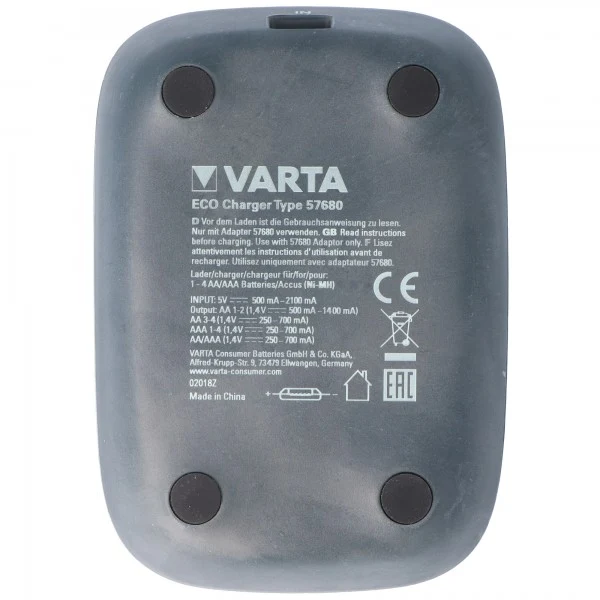Varta 57680 Eco Charger inklusive 4x AA 2100mAh 56816 50 Prozent Bioplastic