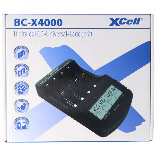 Xcell Li-Ion Schnell-Ladegerät passend für Li-Ion und NiMH Akku AA, AAA, 18650, 26650, 26500, 18490, 17500, 16340, 123A,