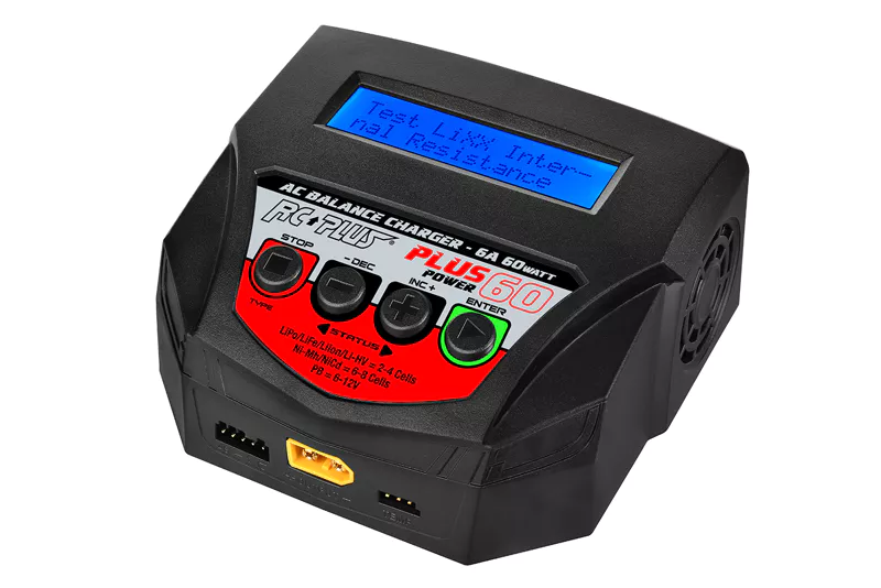 RC Plus - Power Plus 60 Ladegerät - AC 60W - 1x 4S Lixx - 8 Nixx - 12V PB