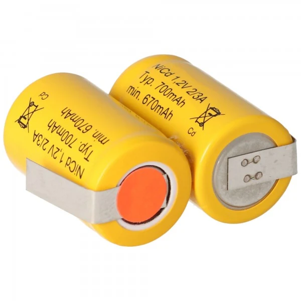 Accucell Akku 2/KR-600AE 2/3 A Cadnica NICD Akku 2,4V mit Lötfahne U-Form (nicht original Sanyo)
