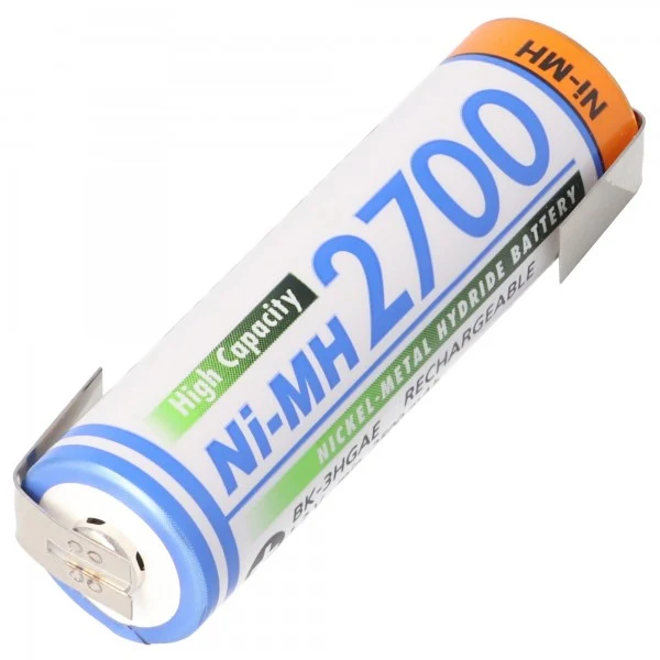 Panasonic Mignon AA NiMH Akku BK-3HGAE mit Lötfahne in Z-Form