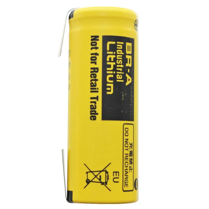 BR-A Panasonic Lithium Batterie mit Lötfahne in U-Form 3,0 Volt max. 1800mAh