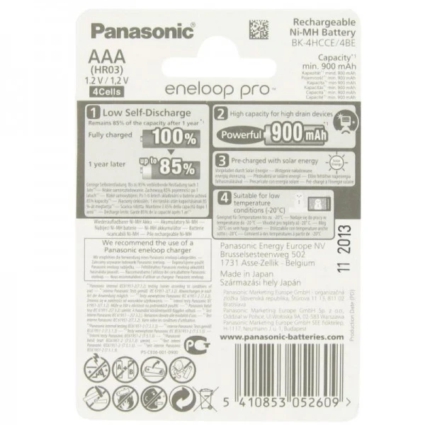 Panasonic eneloop Pro BK-3HCCE/4BE Mignon AA 1,2V NiMH Akku und ACBOXAA