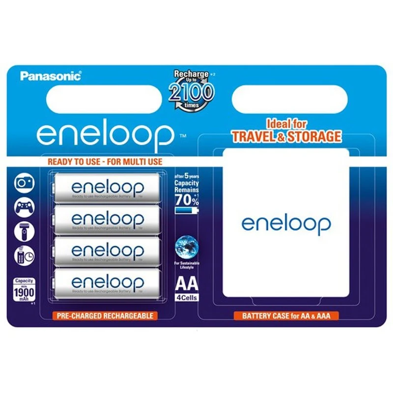 Panasonic eneloop Standard Akku AA 4er-Blister BK-3MCCEC4BE + Schutzbox