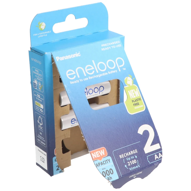 Panasonic eneloop, vorgeladen, 2-Pack BK-3MCDE/2BE Akku NiMH, Mignon, AA, HR06, 1.2V und 2000mAh 5410853064176
