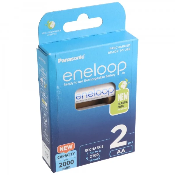 Panasonic eneloop, vorgeladen, 2-Pack BK-3MCDE/2BE Akku NiMH, Mignon, AA, HR06, 1.2V und 2000mAh 5410853064176