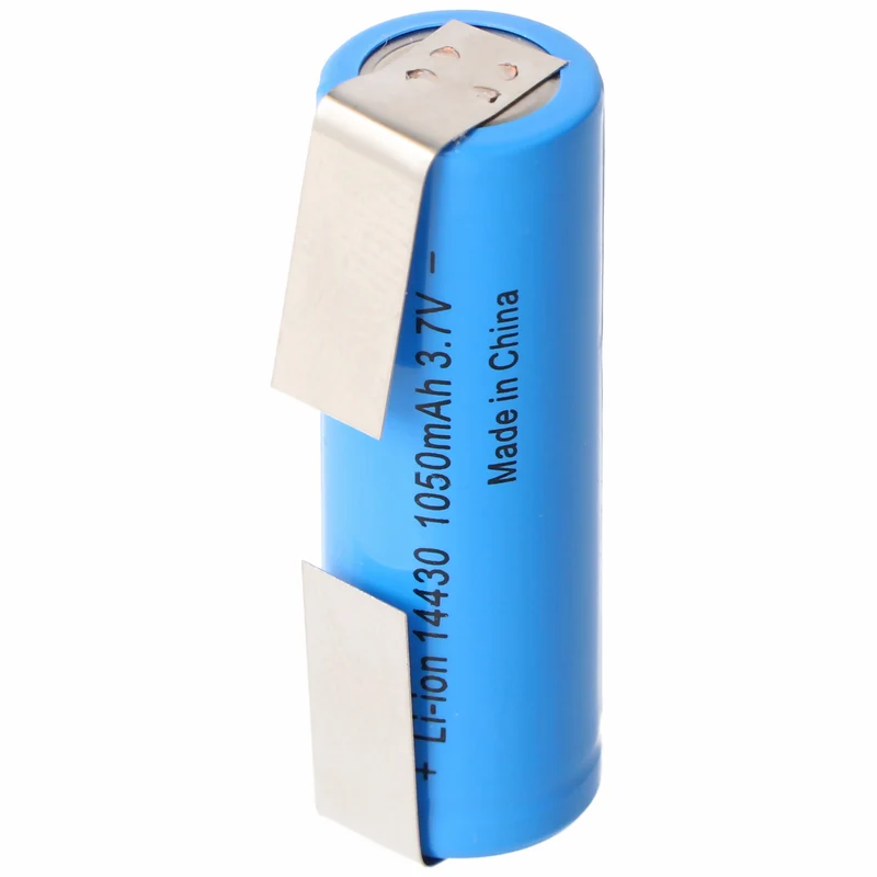 AccuCell Li-ion Akku 14430 mit Lötfahnen U-Form 1050mAh 3,6V - 3,7V Lithium-Ionen-Zelle ohne Schutzelektronik