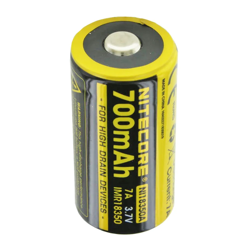 Nitecore 18350 IMR 3,7V 700mAh erhöhter Pluspol ungeschützt Li-Ion Akku