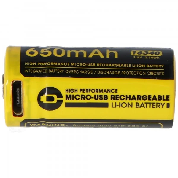 Nitecore 16340 NL1665R 3,7V 650mAh Li-Ion Akku