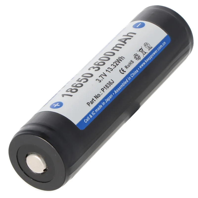 Keeppower 18650 3,7V 3600mAh mit Schutzelektronik Li-Ion Akku