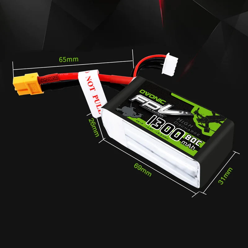 Ovonic FPV 4S 1300mAh 14,8V 80C XT60 LiPo Akku