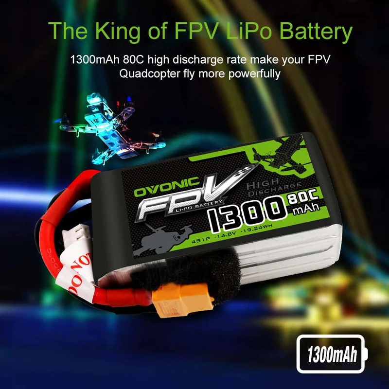 Ovonic FPV 4S 1300mAh 14,8V 80C XT60 LiPo Akku
