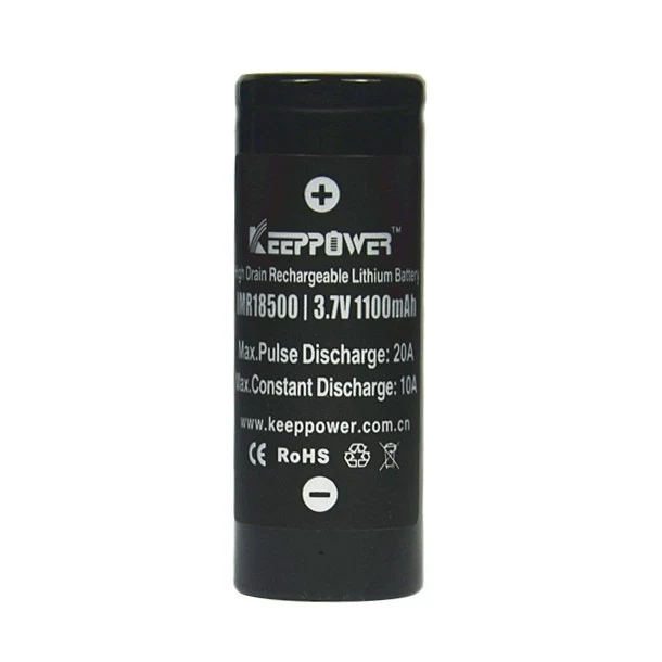 Keeppower IMR18500 3,7V 1100mAh Flat Top (10A) Li-Ion Akku