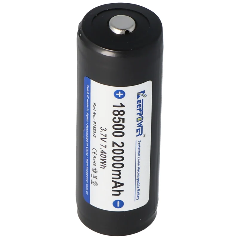 Keeppower 18500 3,7V 2000mAh PCB geschützt mit Kopf Li-Ion Akku