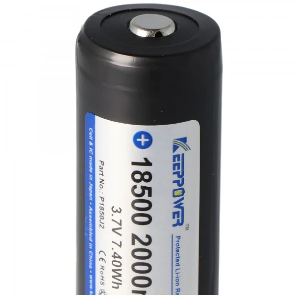 Keeppower 18500 3,7V 2000mAh PCB geschützt mit Kopf Li-Ion Akku