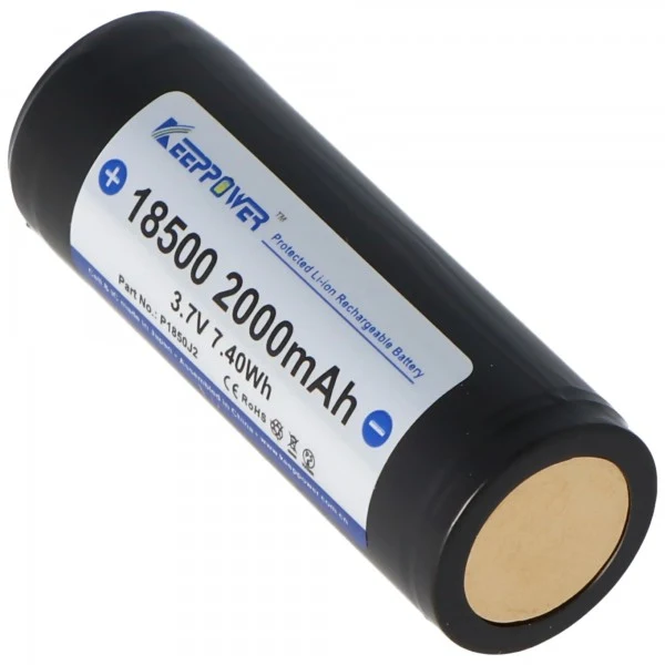 Keeppower 18500 3,7V 2000mAh PCB geschützt mit Kopf Li-Ion Akku