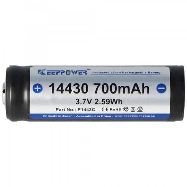 Keeppower 14430 3,7V 700mAh geschützt Li-Ion Akku
