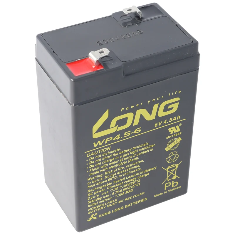 Kung Long WP4.5-6 Blei Akku 6V 4,5Ah mit Faston 4,8mm Steckkontakt
