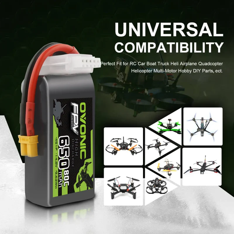 Ovonic FPV 4S 650mah 14,8V 80C XT30 FPV Lipo Akku