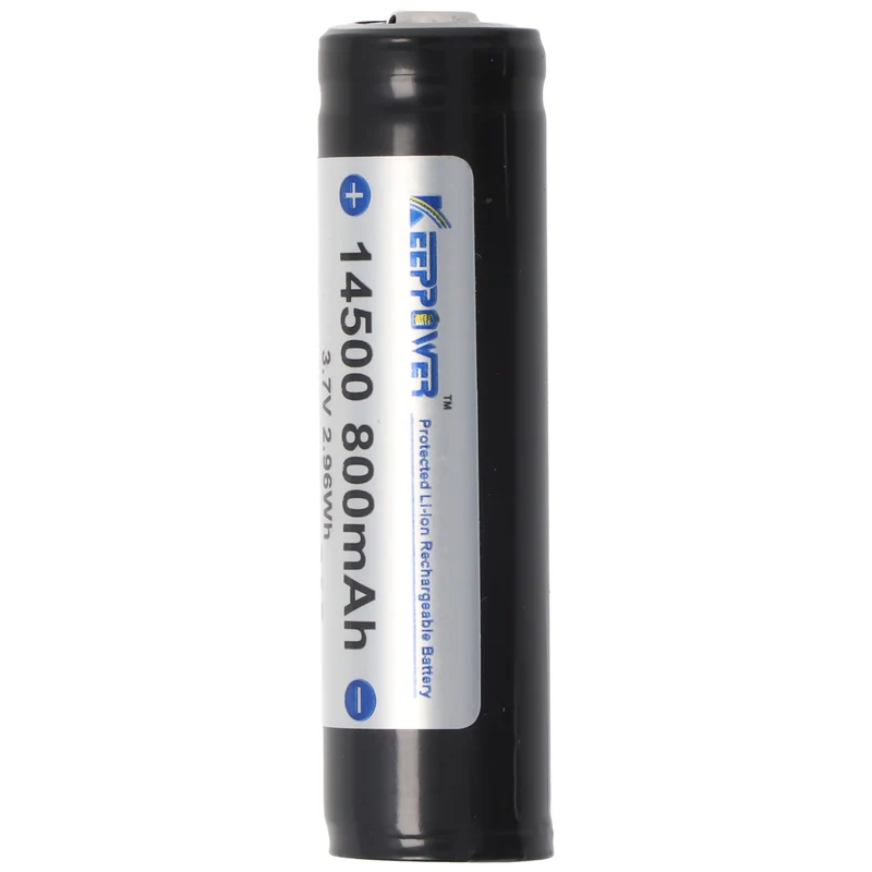 Keeppower 14500 mit 800mAh, 3,7V Li-Ion-Akku geschützt, 52 x 14,3mm Abmessungen
