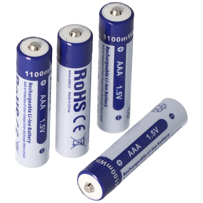 4x AAA 1,5V 1100mWh typisch 700mAh Lithium Ionen Akku wiederaufladbar nur mit speziellem Ladegerät