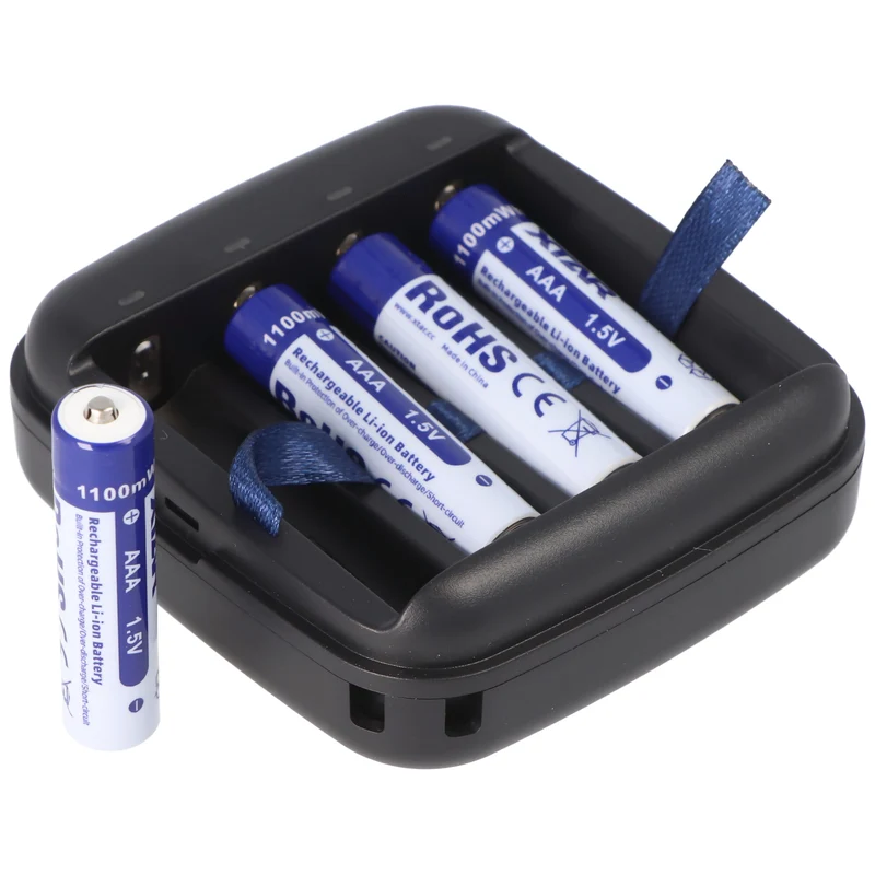 4x AAA 1,5V 1100mWh typisch 700mAh Lithium Ionen Akku wiederaufladbar nur mit speziellem Ladegerät