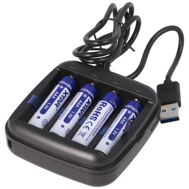 4x AAA 1,5V 1100mWh typisch 700mAh Lithium Ionen Akku wiederaufladbar nur mit speziellem Ladegerät