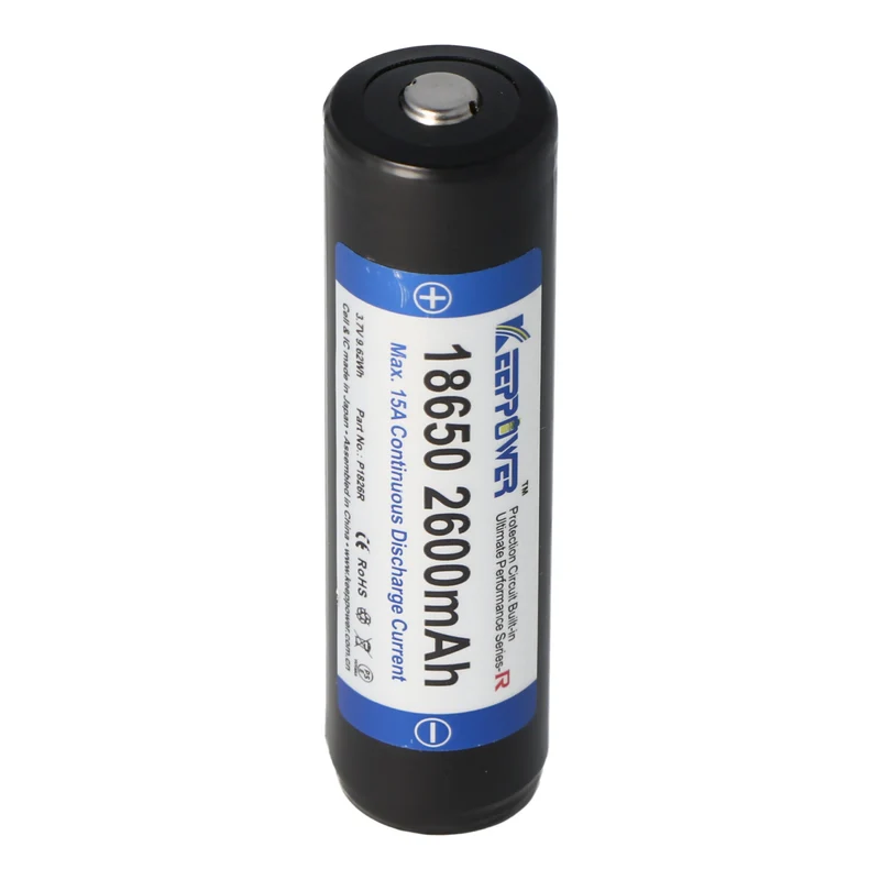 Keeppower R 18650 2600mAh 3,6V - 3,7V Li-Ion-Akku geschützt (Pluspol erhöht)