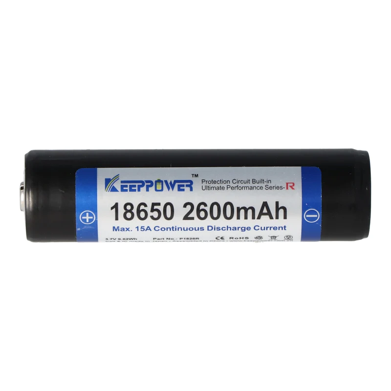Keeppower R 18650 2600mAh 3,6V - 3,7V Li-Ion-Akku geschützt (Pluspol erhöht)