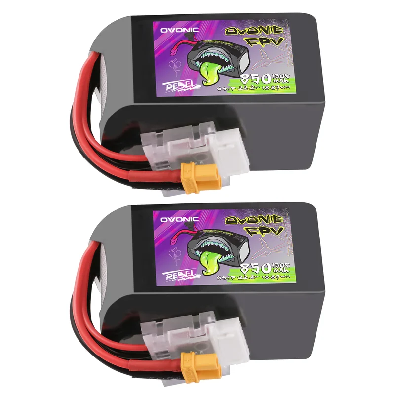 Ovonic Rebel 2.0 6S 850mAh 150C 22,2V XT30 Lipo Akku (2 Stück)