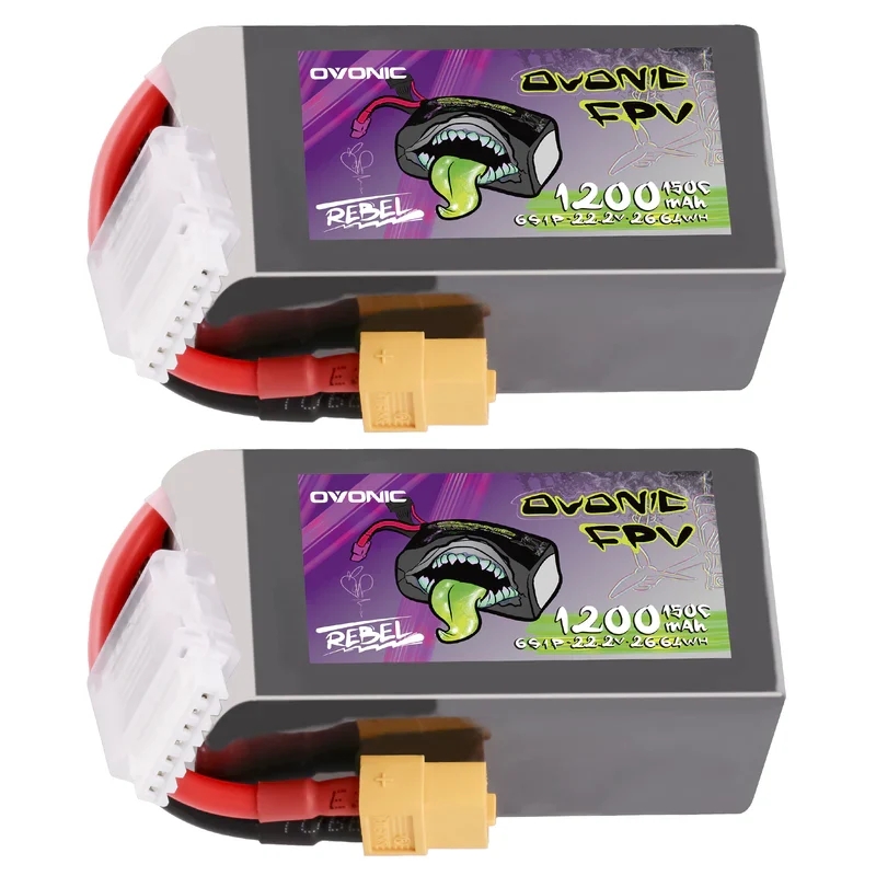 Ovonic Rebel 2.0 6S 1200mAh 150C 22,2V XT60 Lipo Akku (2 Stück)