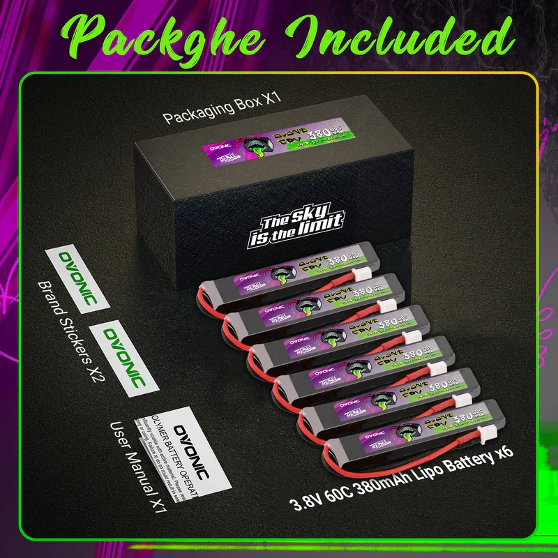 OVONIC Rebel 2.0 1S 380mAh 3,8V 60C LiHV BT2.0 (6 Stück)