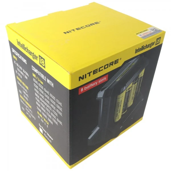 Nitecore 8fach Schnell-Ladegerät lädt 1 bis 8 Stück Li-Ion, LiFePO4, NiMH Akku 18650, AAA, AA