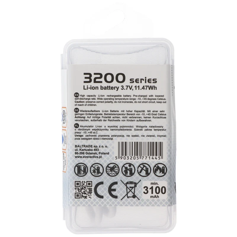 everActive Li-Ion 18650 Akku mit Micro-USB 3,7 Volt 3200mAh