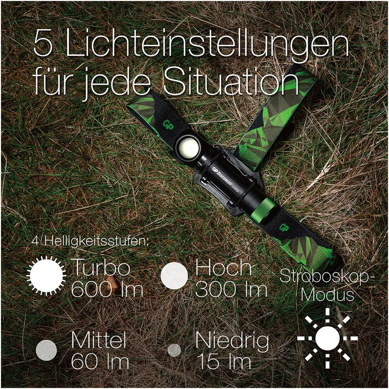 GP Batteries Stirnlampe CH35 600lumen inkl. 1x 18650 3,7V Li-Ion Akku