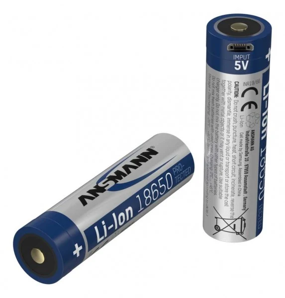 Ansmann Li-Ion 18650 3,67 3400mAh Micro-USB Ladebuchse mit Schutzbeschaltung