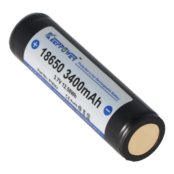 Keeppower 18650 Li-Ion Akku 3400mAh 3,7V geschützt PCB (Button Top)