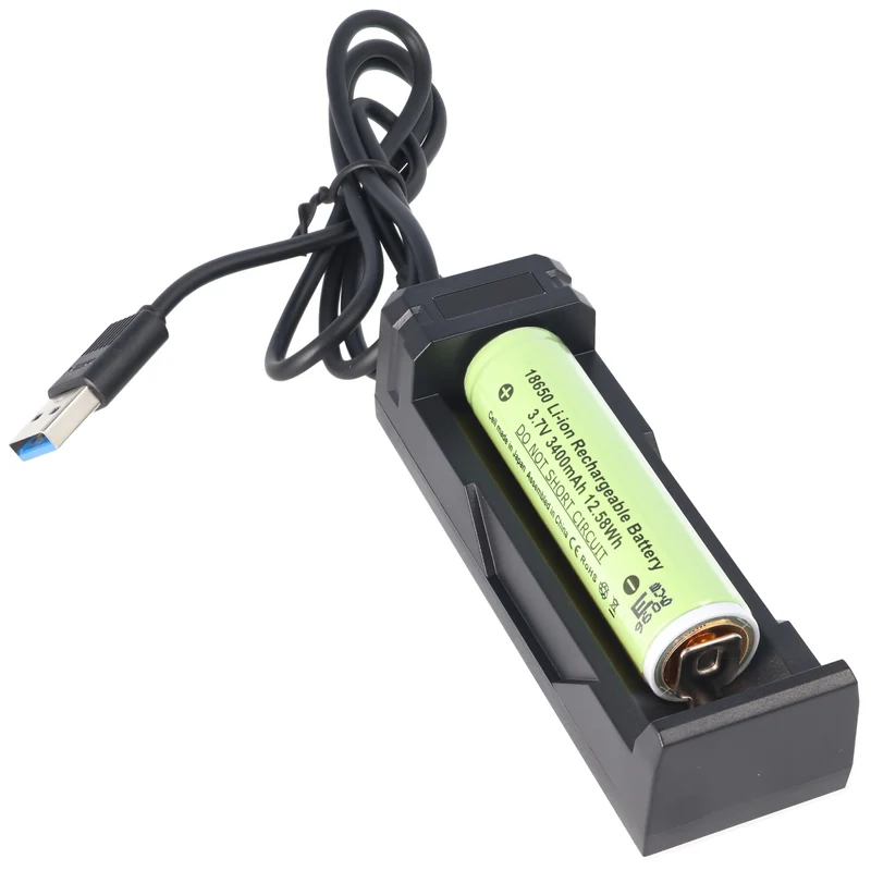 Xtar 3,7V 18650 Li-Ion Akku 3400mAh Schutzschaltung und USB Schnell-Ladegerät