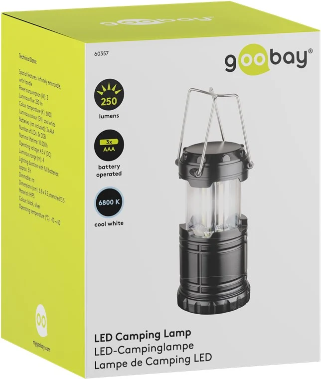 Goobay LED-Campinglampe High Bright 250 - Ziehleuchte kaltweiß (6800 K)