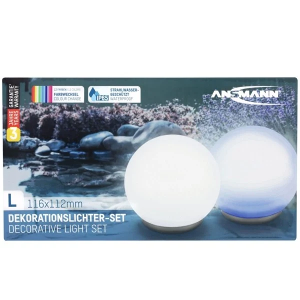 ANSMANN Aqua Ball schwimmende LED-Wasserleuchten mit Farbfunktionen (2 Stück)