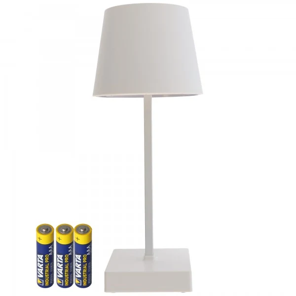 AccuCell LED-Tischleuchte weiß mit Touchfunktion warm weiß mit 3x AAA Micro LR03 Batterien