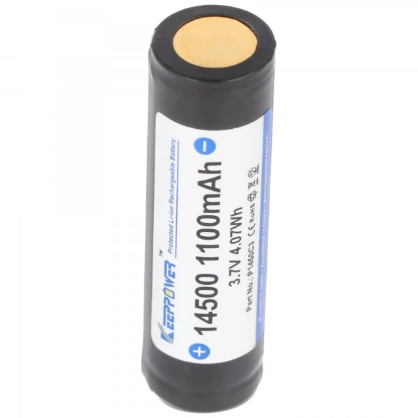 Keeppower Akku 14500 3,7V 1100mAh Li-Ion Akku PCB geschützt P1450C3