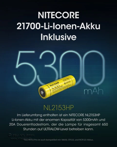 Nitecore MH12 Pro LED-Taschenlampe 5300mAh Li-ion 3300 Lumen UHi 40 LED 505m Leuchtweite