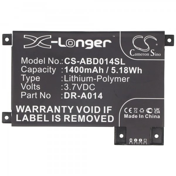AccuCell Akku passend für Amazon Kindle Touch Akku D01200, DR-A014 3,7 Volt 1400mAh