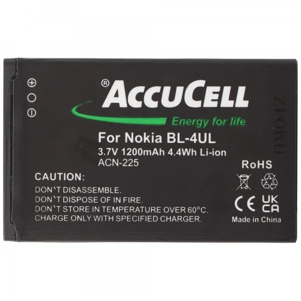 AccuCell Li-ion-Akku passend für den Nokia Akku BL-4UL und Nokia Lumia 225, Asha 225 sowie alle baugleichen