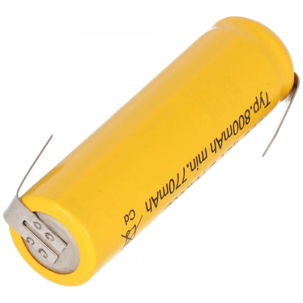 AccuCell Flat Top NiCd Mignon Akku 1,2V 600mAh AA Lötfahne Z-Form, für Notstrombeleuchtung etc.