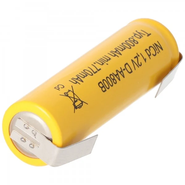AccuCell Flat Top NiCd Akku Mignon 1,2V 800mAh AA mit Lötfahnen in U-Form