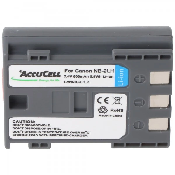 AccuCell Akku passend für Canon NB-2LH, NB-2L Li-Ion, 800mah
